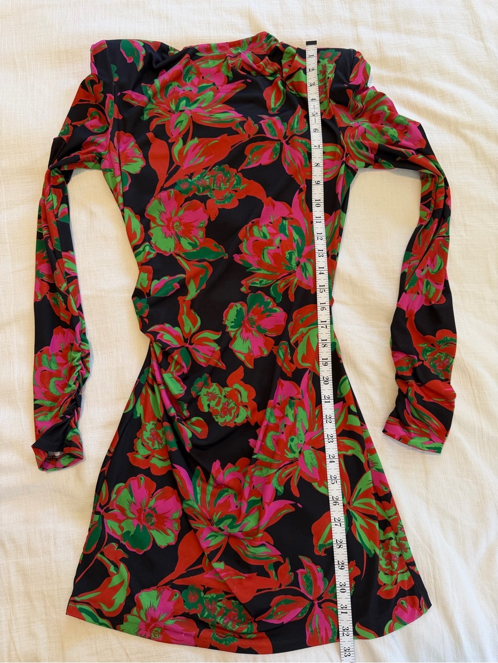 Zara Floral Print Long Sleeve Mini Dress Size XS - Picture 8 of 9